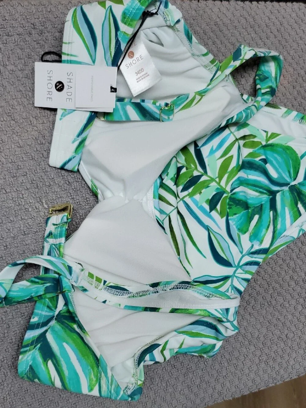 Shade & Shore Green White Tropical Leaf Underwire Bikini